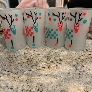 Vintage Kaljia Katja Christmas Reindeer Frosted High Ball Glasses